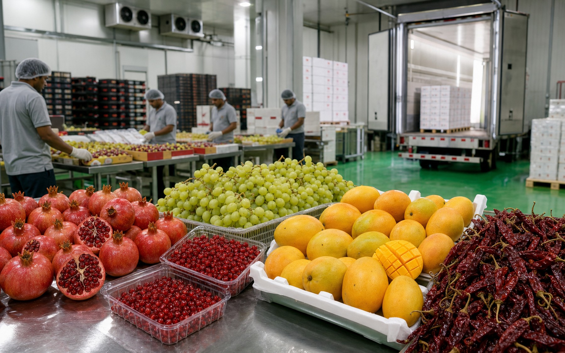 Cold-chain produce packing and export handling